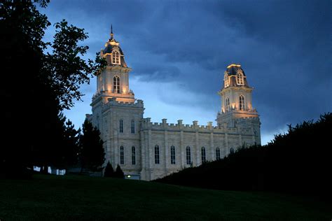 Manti Utah Temple in the Evening