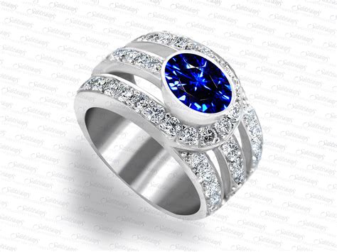 Center Stone Blue Sapphire Ladies Ring - Sarkisians Jewelry