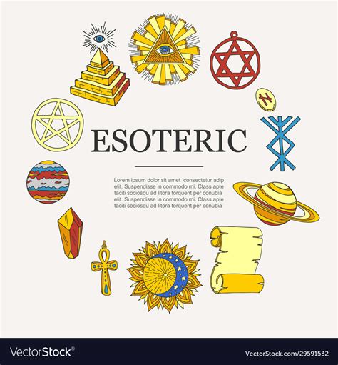 Esoteric symbols and occult objects poster Vector Image