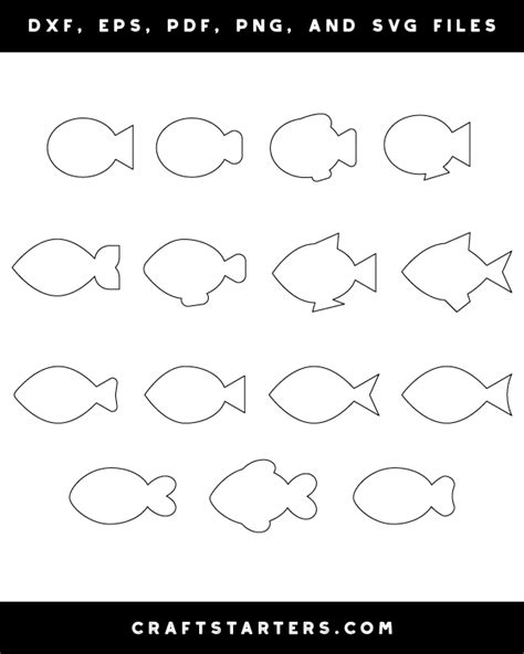 Simple Fish Outline Patterns: DFX, EPS, PDF, PNG, and SVG Cut Files