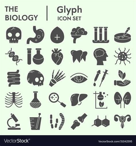 Biology solid icon set science and health symbols Vector Image