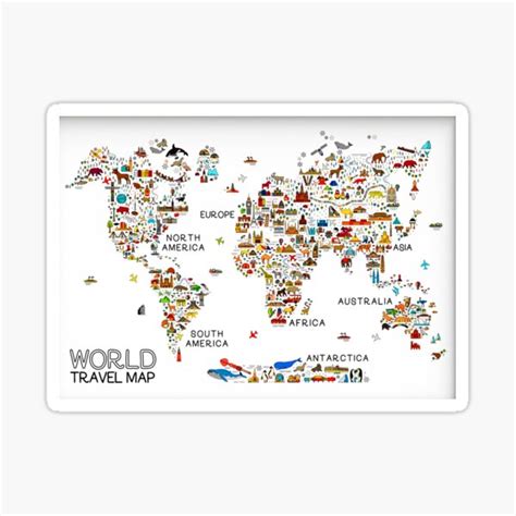 "Educational Kids World Map (Animals)" Sticker for Sale by RastaArts ...