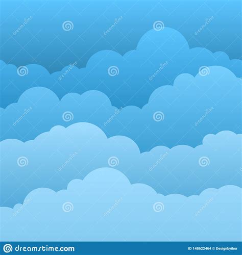 Flat Clouds. Blue Sky with Paper Cartoon Clouds Stock Vector ...