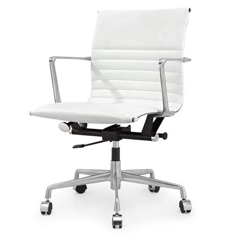 White Italian Leather M346 Modern Office Chairs | Zin Home