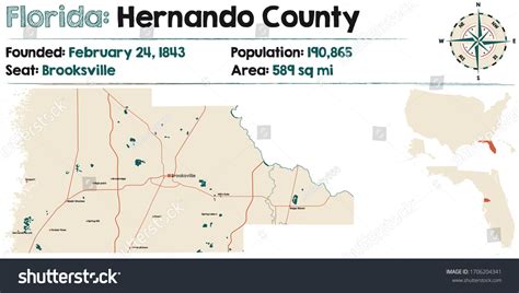 Large Detailed Map Hernando County Florida Stock Vector (Royalty Free) 1706204341 | Shutterstock