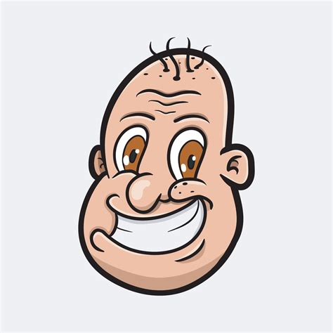 Funny Bald head man character cartoo. Clip Art Vector. 6078326 Vector ...