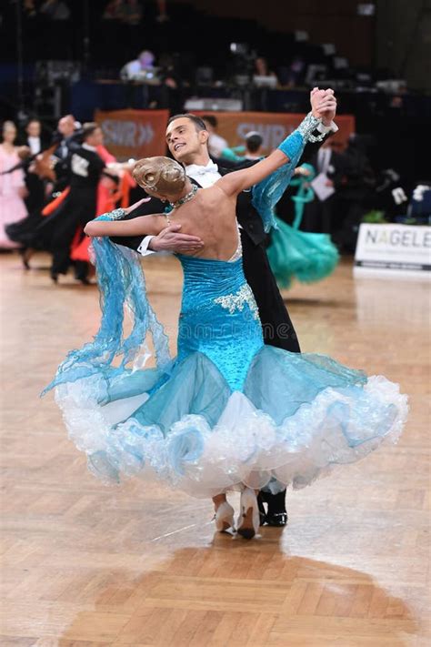 Ballroom Dance Couple, Dancing at the Competition Editorial Stock Image - Image of dress, bright ...