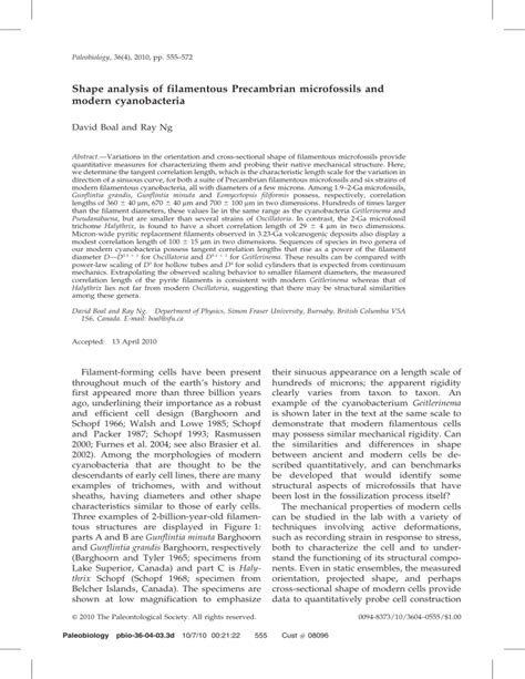 Shape analysis of filamentous Precambrian microfossils and modern ...