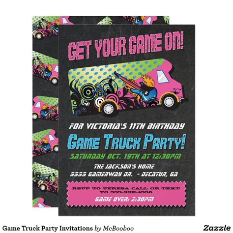 Game Truck Party Invitations Game Truck Birthday Party, Limo Party, Video Games Birthday, Video ...