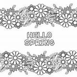 Hello spring coloring Page Royalty Free Vector Image sketch template