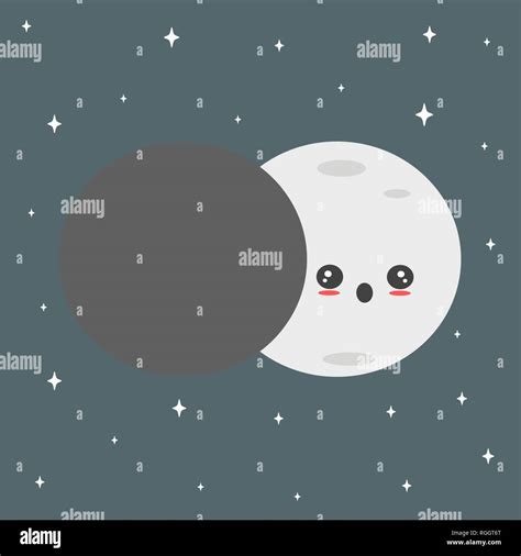 cute cartoon vector lunar eclipse concept illustration Stock Vector Image & Art - Alamy