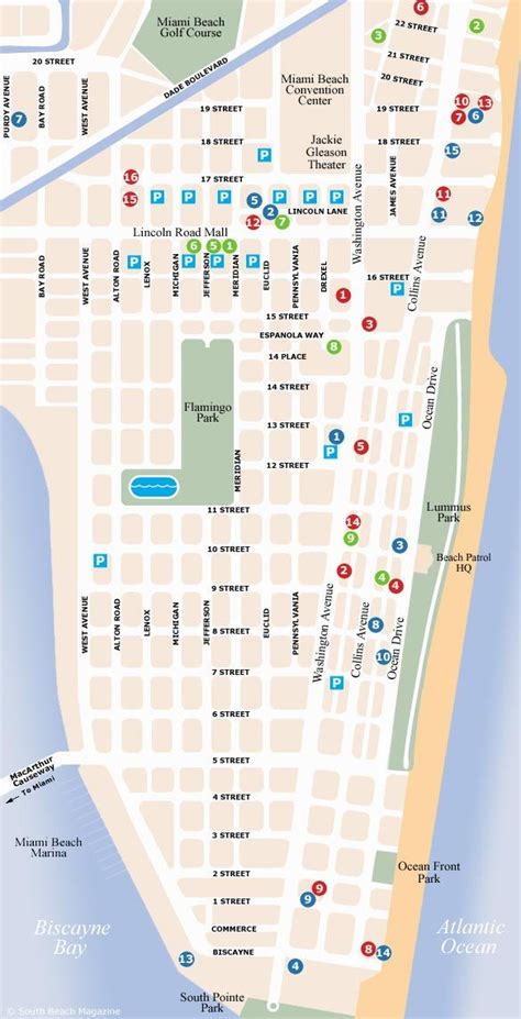 South Beach Map | South Beach Magazine | South beach map, Miami hotels south beach, Miami beach map