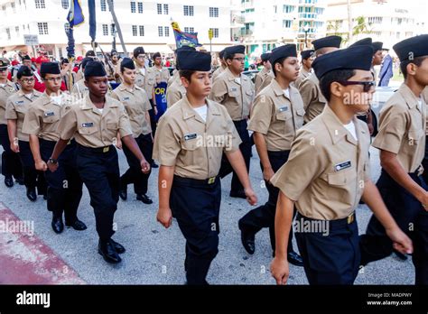 Florida, FL South, Miami Beach, Veterans Day, parade staging area ...