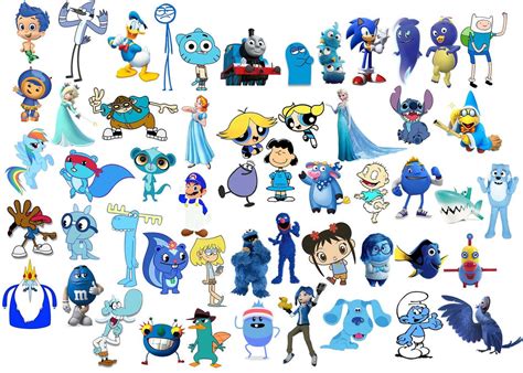 Pin by Jewellisa Mercado on colorful | Blue cartoon character, Colored characters, Cartoon ...