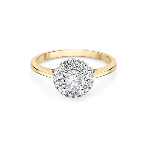 18ct Yellow Gold Halo Engagement Ring - RJ Barber & Sons