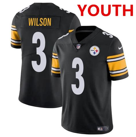 Youth Pittsburgh Steelers #3 Russell Wilson Black 2023 F.U.S.E. Color Rush Limited Football ...