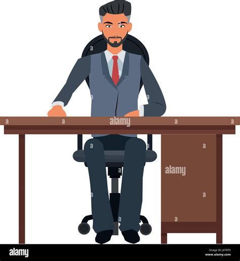 business man desk workspace sitting image Stock Vector Image & Art - Alamy