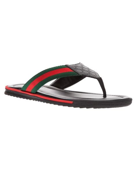 Gucci Stripe Detail Flip Flops in Black for Men | Lyst