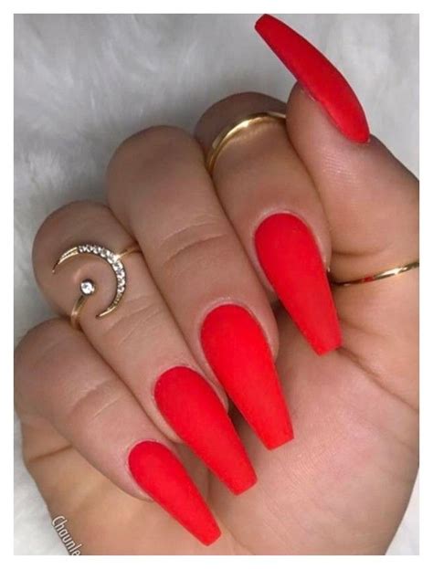 "Neon Orange" by silluusshh on Polyvore featuring beauty | Red matte nails, Bright red nails ...