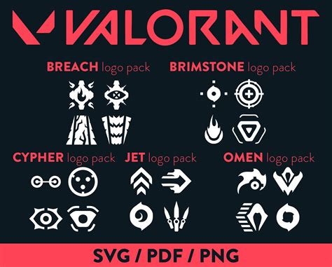 Valorant Agents SVG PNG PDF abilities Breach Brimstone Cypher | Etsy