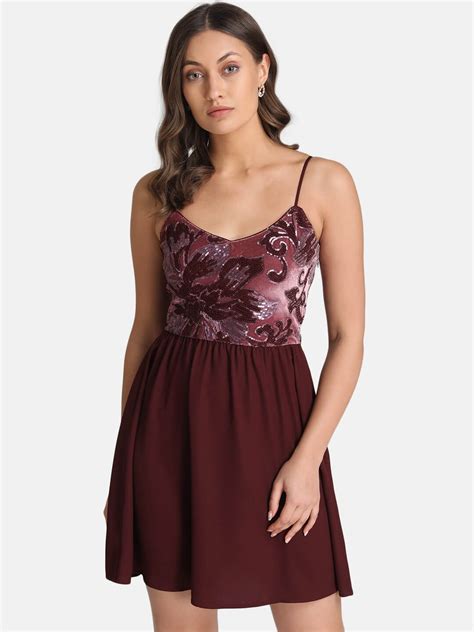 Buy Kazo Women Maroon Embellished Fit And Flare Dress - Dresses for Women 11406224 | Myntra