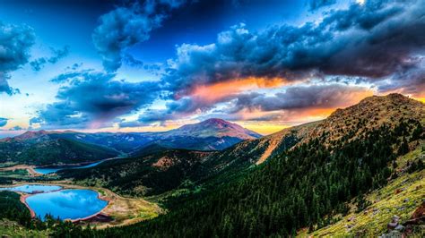 Download Wallpaper 2048x1152 sunset, mountain, lake, landscape HD HD ...