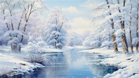 Premium AI Image | watercolor wonderful winter landscape 35