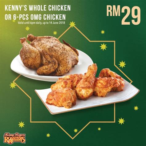 Kenny Rogers ROASTERS Whole Chicken / 6-Pcs OMG Chicken @ RM29 (valid ...