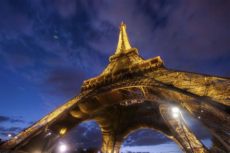 Worms eye view of Eiffel tower during nighttime HD wallpaper | Wallpaper Flare