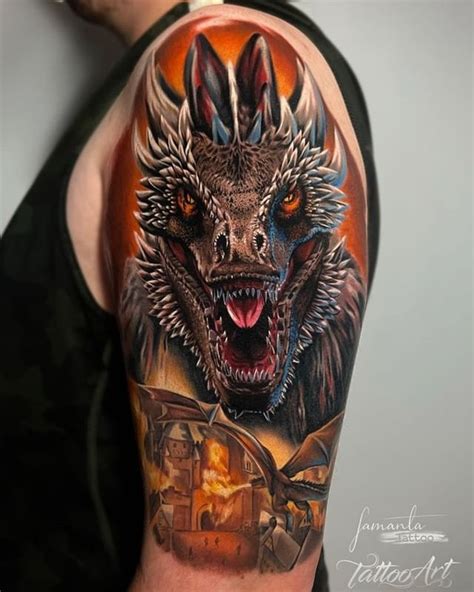 Realistic 3d Dragon Tattoo