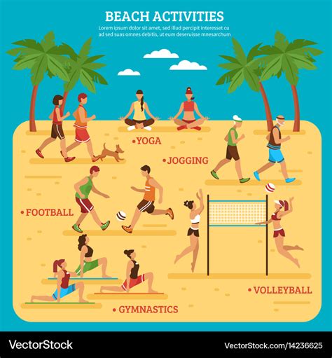 Beach activities infographics Royalty Free Vector Image