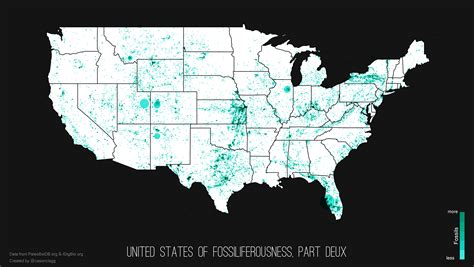 Mapping everywhere fossils have been found in the US, plus each state ...