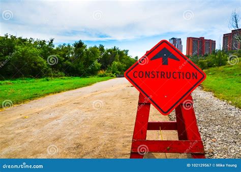 Construction Ahead stock image. Image of transportation - 102129567