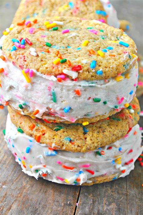 Vegan Birthday Cake Ice Cream Sandwiches - Rabbit and Wolves