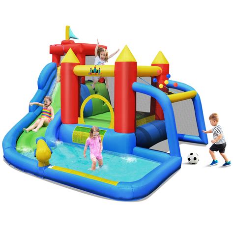 Costway Inflatable Bouncer Water Slide Bounce House Splash Pool without ...