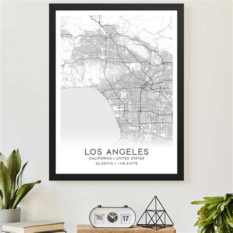 Los Angeles California Map Poster, Modern Home Decor Wall Art Print ...