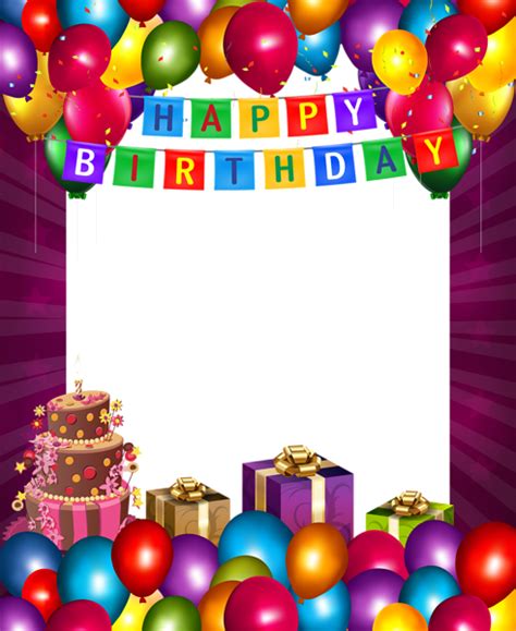 Happy Birthday with Balloons Transparent PNG Frame | Gallery ...