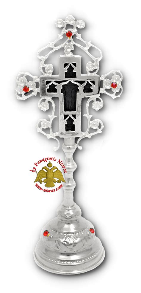 Orthodox Blessing Cross double sided with Standing Base Silver Plated, Blessing Crosses ...