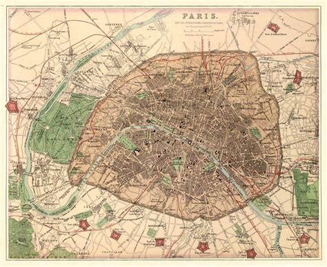 Antique map - Antique Paris city map Print - 16 x 20 ". $30.00, via Etsy. Paris City Map, City ...