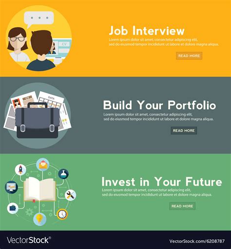 Job interview portfolio and future investment web Vector Image