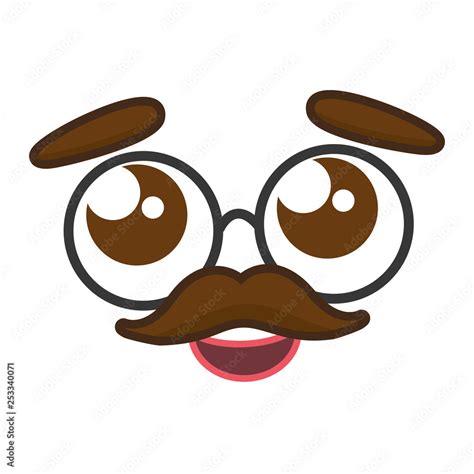 cartoon kawaii face mustache Stock Vector | Adobe Stock