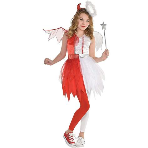 Naughty & Nice Girls Child Half Angel Half Demon Devil Halloween ...