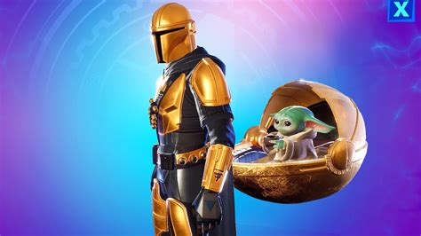 Fortnite MANDALORIAN GOLDEN Skin & The Child Backbling (The Rich Baby Yoda) - YouTube