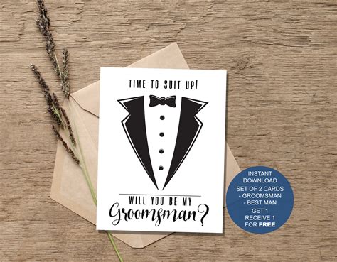 Funny Groomsman Proposal Card Time to Suit up Best Man - Etsy