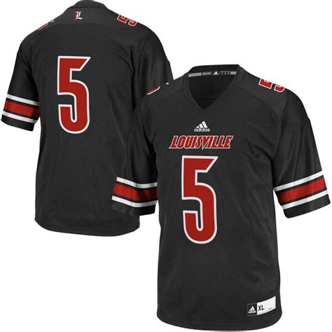 adidas Louisville Cardinals #5 Youth Replica Football Jersey - Black