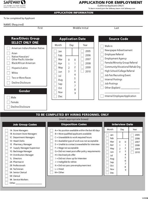 Free Safeway Job Application (California Applicants ONLY) - PDF | 201KB | 5 Page(s) | Page 3