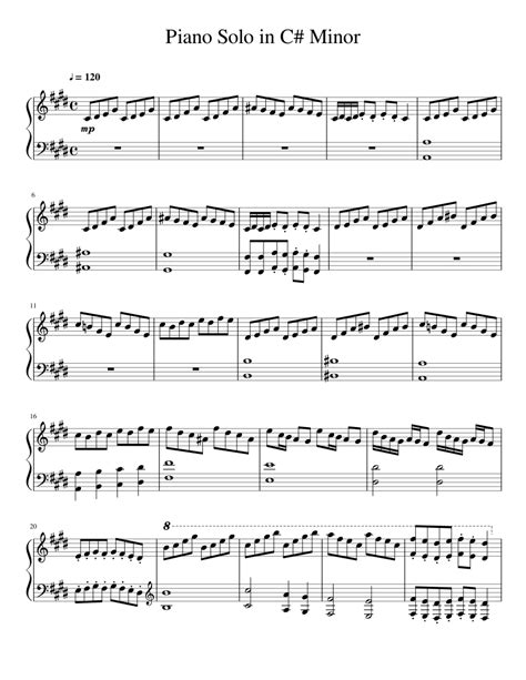 Piano Solo in C Sharp Minor Sheet music for Piano (Solo) Easy ...