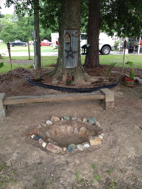 Rock fire pit | Fire pit with rocks, Bird bath, Backyard