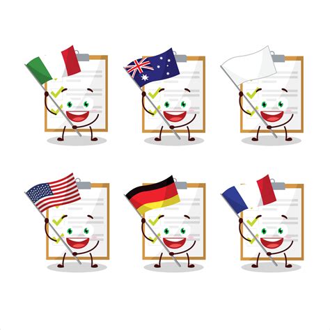 Checklist cartoon character bring the flags of various countries 22819578 Vector Art at Vecteezy