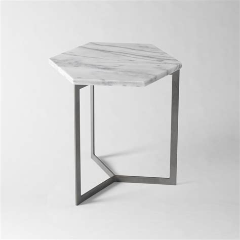 Hex Side Table | West Elm | Steel furniture, Marble side tables, Table design
